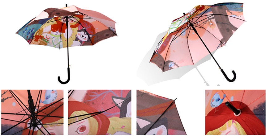 Rødhette trykte golfparaplyer