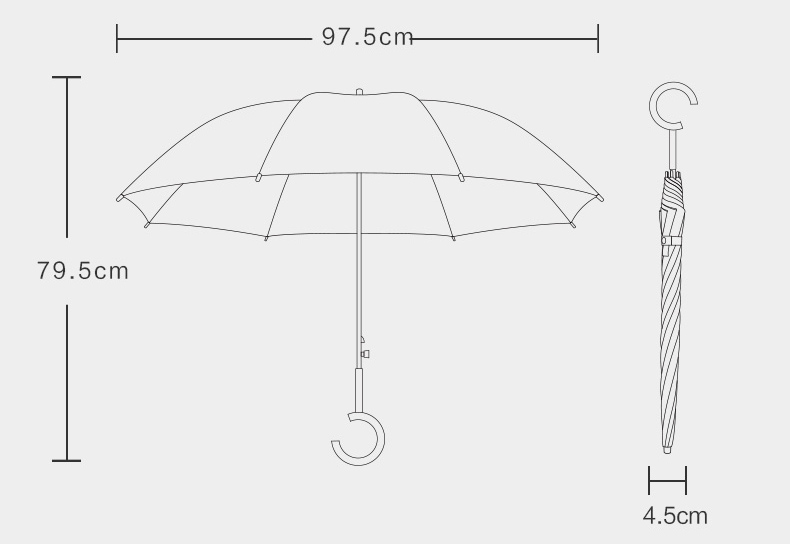 lang håndtak gjennomsiktig paraply