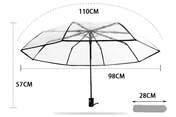 Gjennomsiktig 3-fold paraply