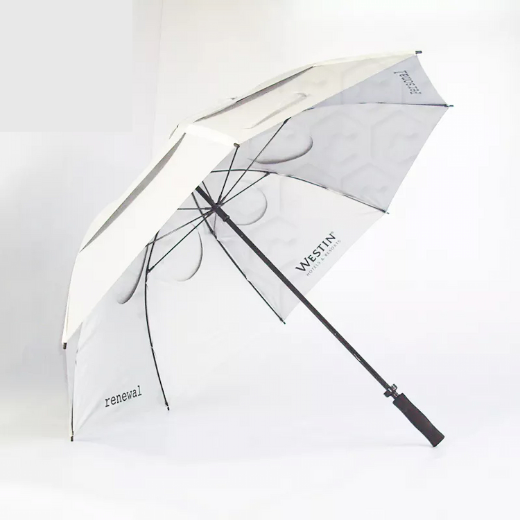 Kampanje tilpasset mønster golf paraply rett håndtak automatisk åpen